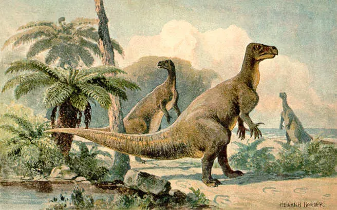 #9 - Iguanodon Once "Stood" Like a Kangaroo (The Wonderful Paleo Art of Heinrich Harder, Public domain)
