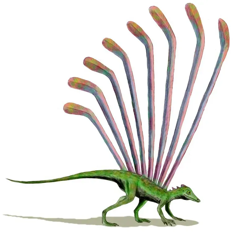 #4 - Longisquama's Mysterious Back Appendages (By Nobu Tamura (http://spinops.blogspot.com), CC BY 2.5)