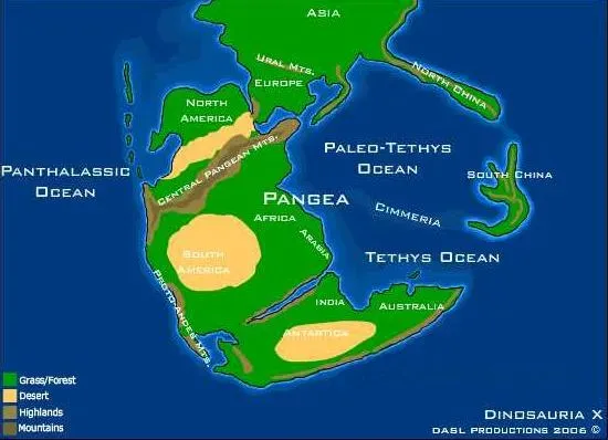 The Supercontinent Expressway: Pangaea and the First Great Migrations (Image Credits: Wikimedia)