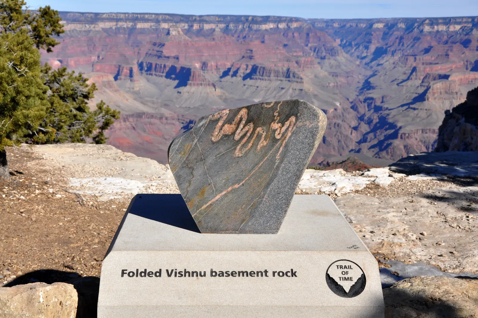 The Vishnu Basement Rocks: Earth's Oldest Exposed Secret (Flickr: Grand Canyon Trail of Time - Folded Vishnu basement rock - 0331, Public domain)