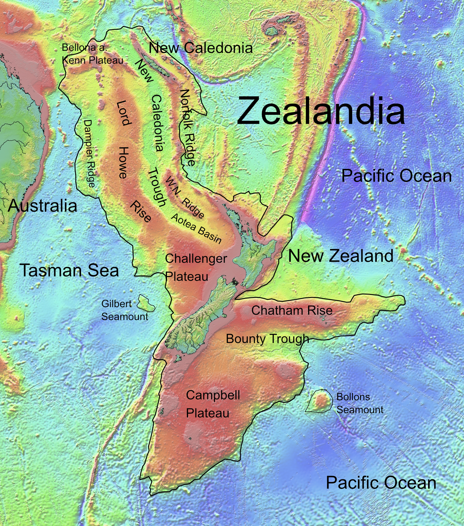 Zealandia: The Submerged Eighth Continent (Image Credits: Wikimedia)