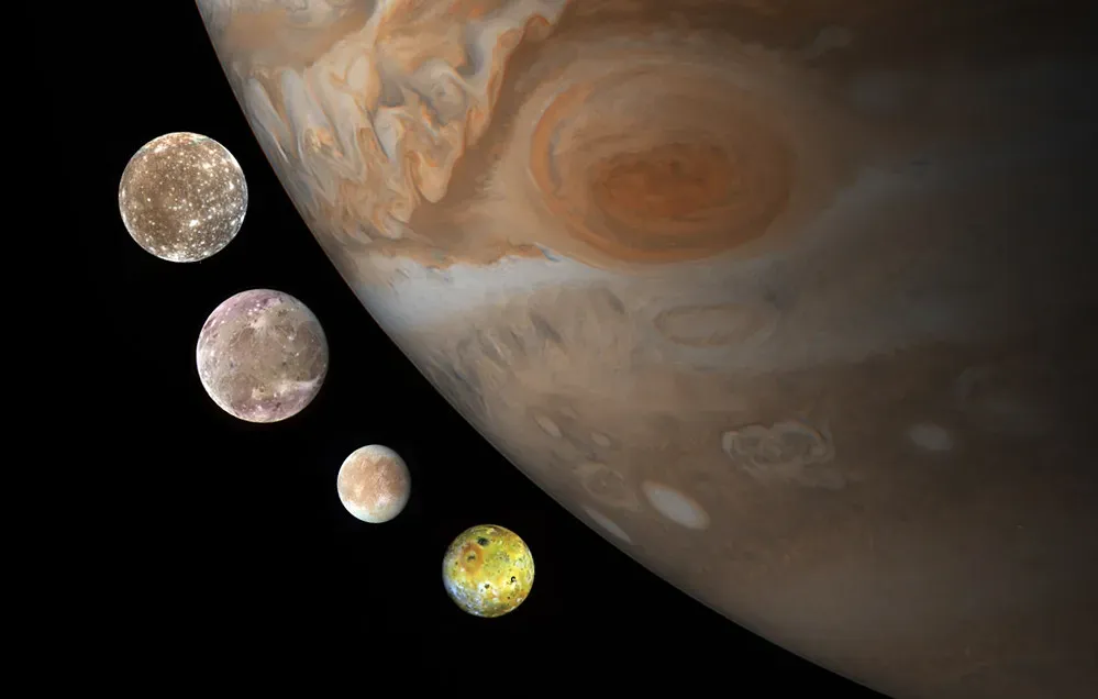 2. Jupiter and Its Four Galilean Moons (Kevin M. Gill, Flickr, CC BY 2.0)
