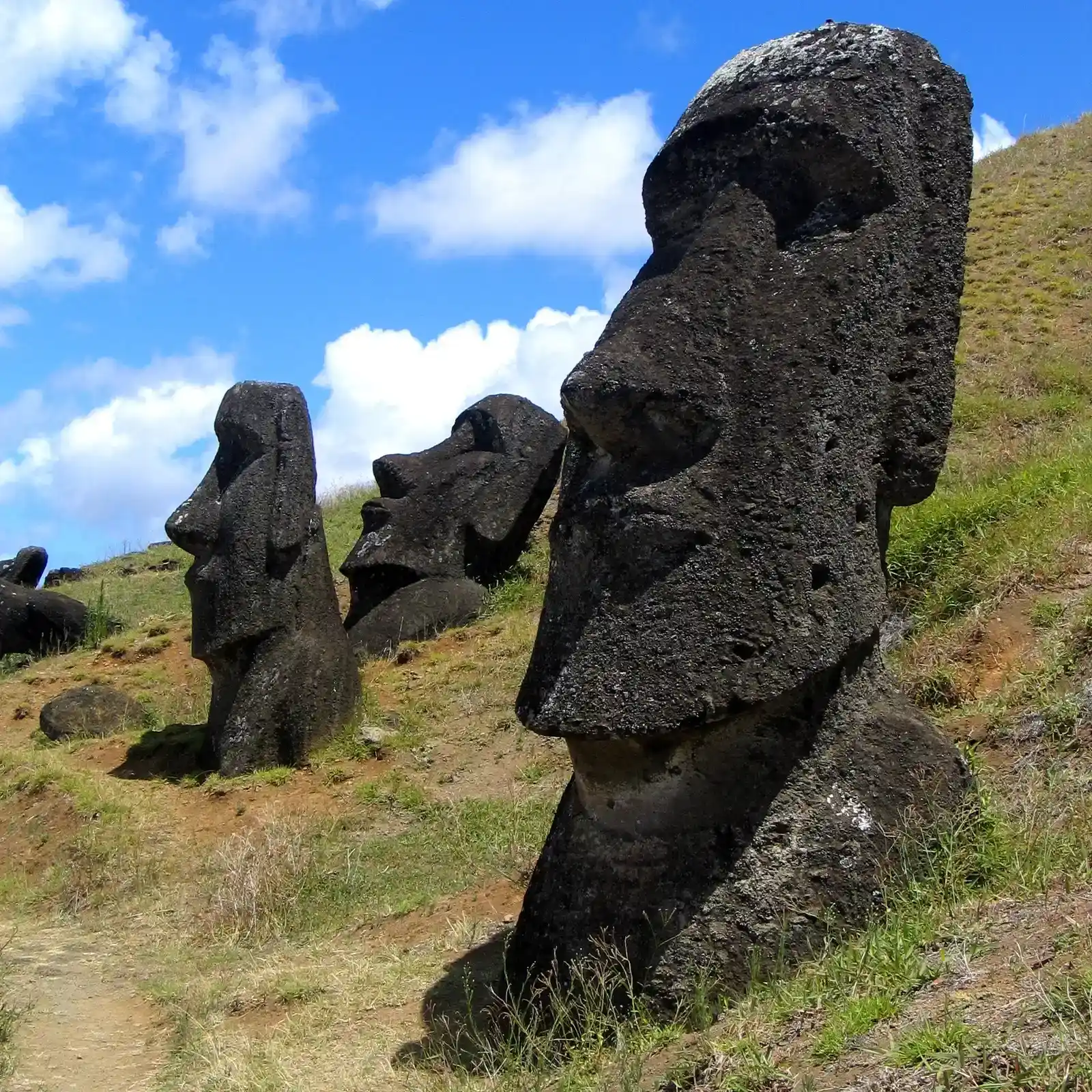 #10 - The Moai of Rapa Nui and Their "Walking" Mystery, Chile (This file was derived from:  Moai Rano raraku.jpg:, Public domain)
