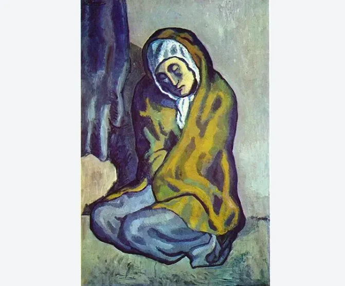 #1 - Picasso's "La Miséreuse Accroupie" Is Hiding a Completely Different Landscape (Image Credits: Image: Public Domain/Wikiart)