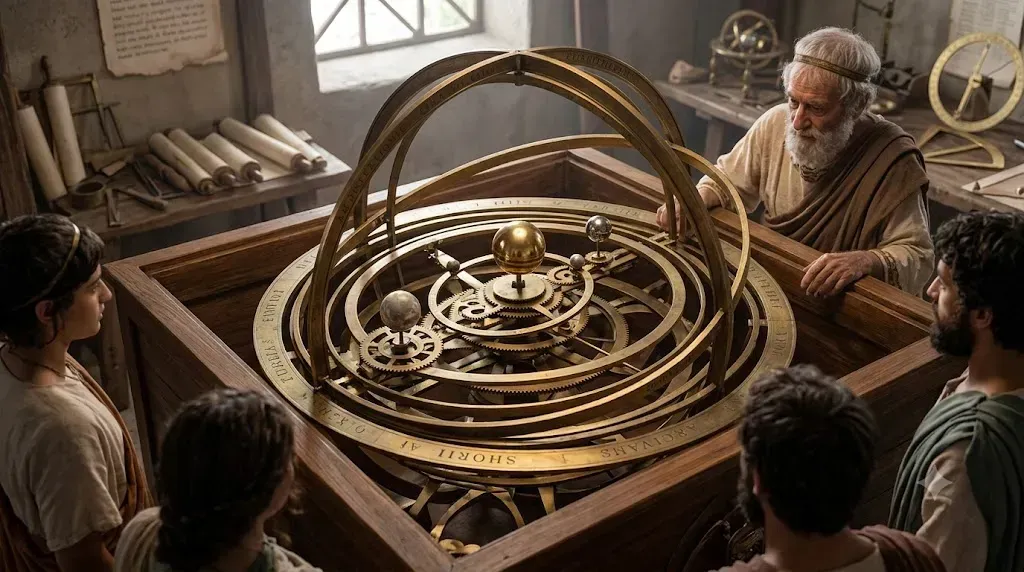 #2 - Archimedes' Reported Planetarium (Image Credits: Archimedes planetarium representational image: Google Gemini)