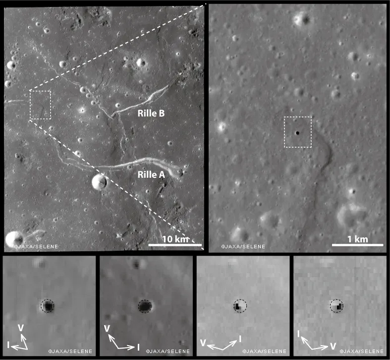 #7 Caverns and Lava Tubes on the Moon and Mars (Marius Hills Pit - Lava Tube Skylight?, Public domain)