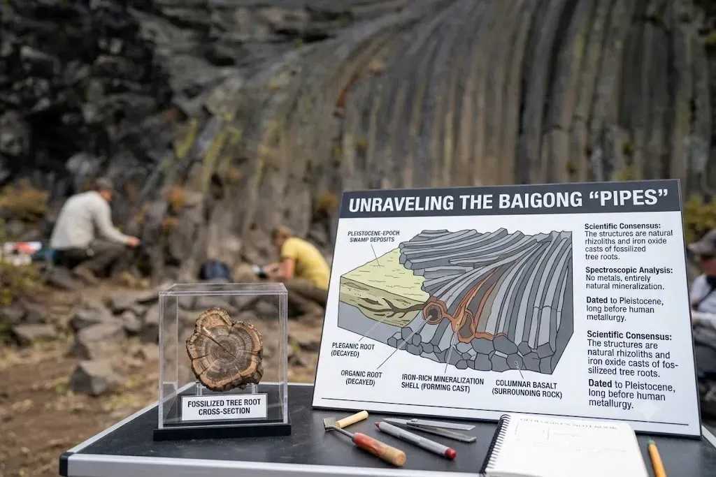 #12 - The Baigong Pipes: Metal-Like Tubing Embedded in 150,000-Year-Old Rock (Image Credits: Image: Google Gemini)