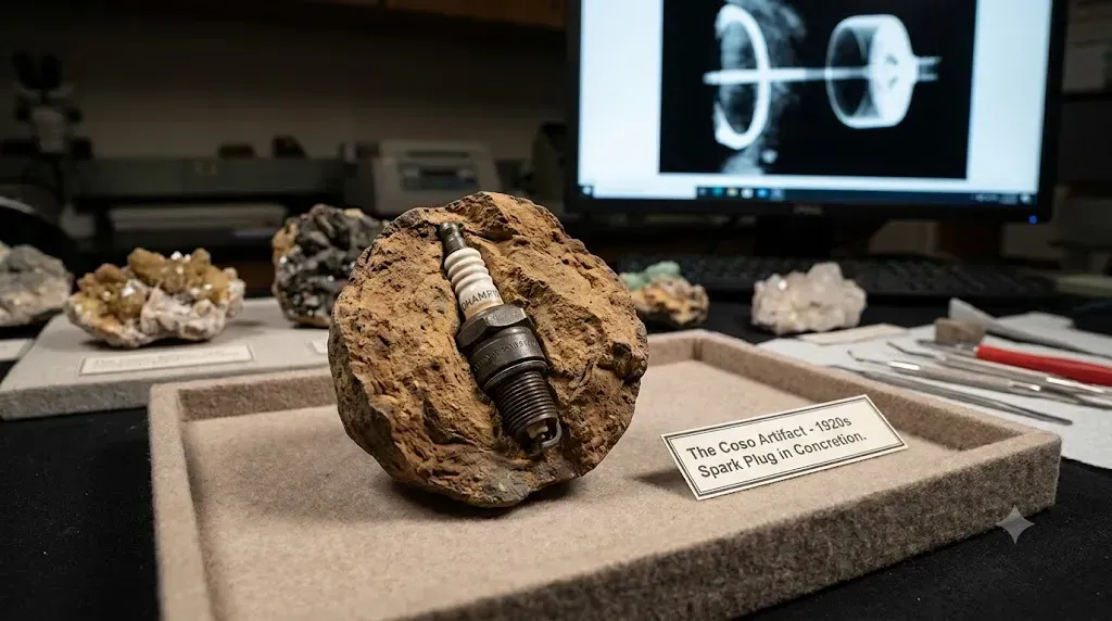 #2 - The Coso Artifact: A 1920s Spark Plug Mistaken for a 500,000-Year-Old Geode (Image Credits: Image: Google Gemini)