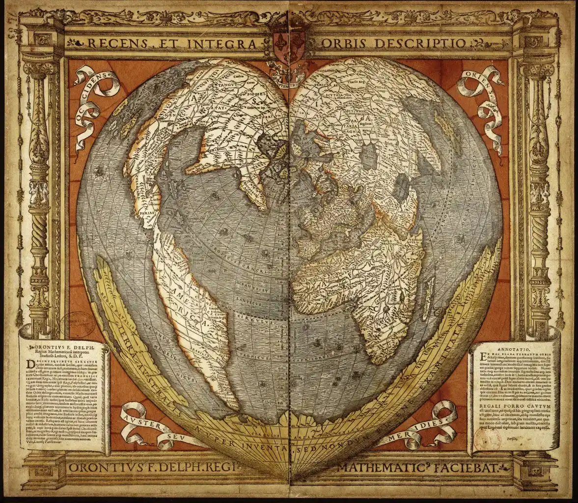 #12 - The Oronce Finé Heart-Shaped World and Its Southern Secret (By Finé, Oronce, 1494-1555, Public domain)