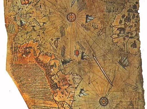 The Piri Reis Map: Ancient Knowledge of Unexpected Coasts (Image Credits: Wikimedia)