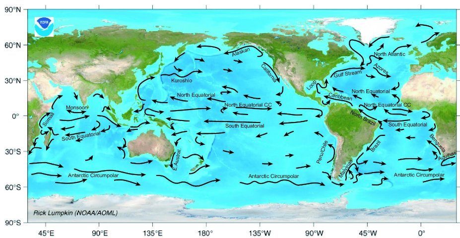 Ocean Currents Would Completely Reorganize (Image Credits: Wikimedia)