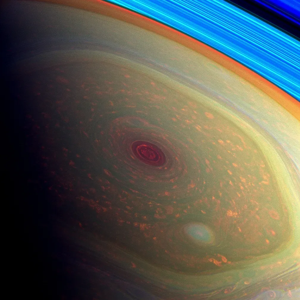 Saturn Has a Mysterious Hexagonal Storm (Image Credits: Wikimedia)