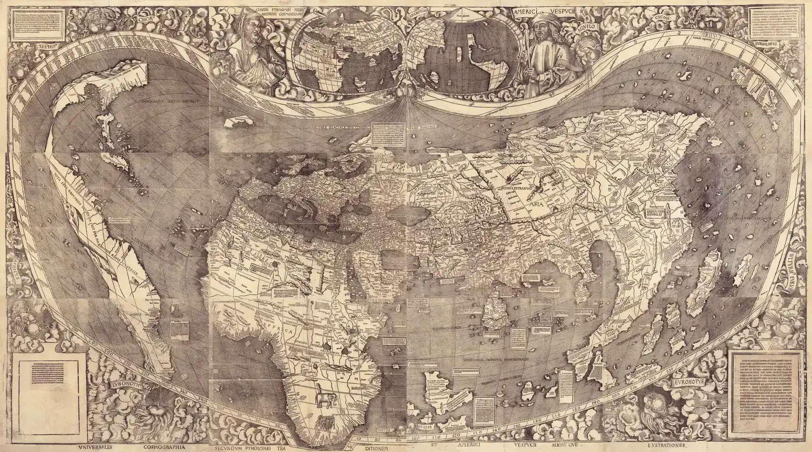 #7 – The Waldseemüller Map That Names "America" Before It Should Exist (By Martin Waldseemüller, Public domain)