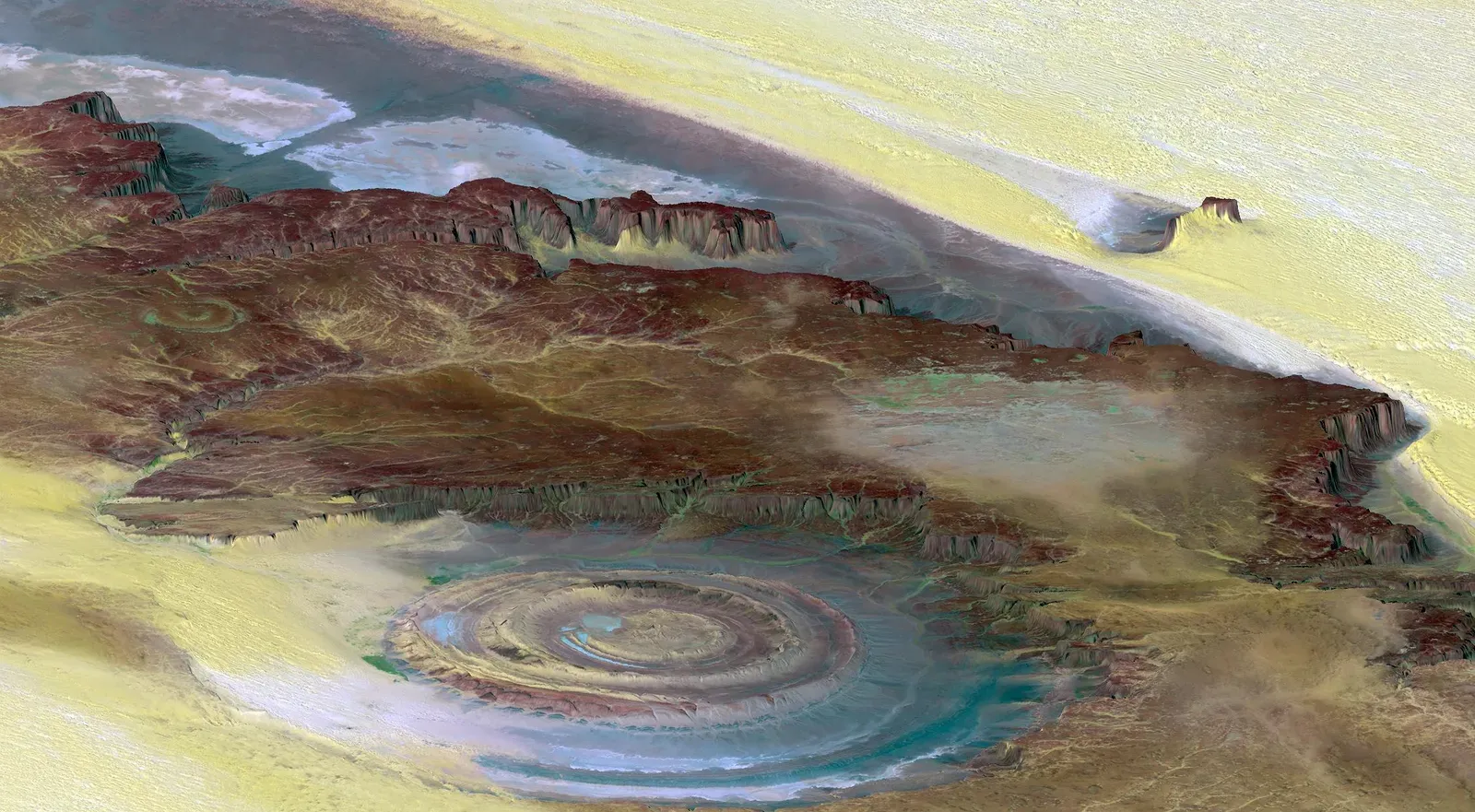 The Eye of the Sahara: A Bullseye in the Desert (Image Credits: Wikimedia)