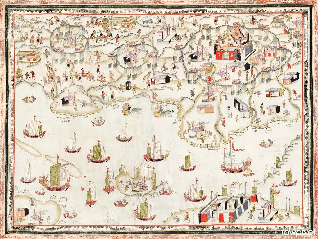 #3 - Early Chinese Coastal Charts: Precision With No Fanfare Attached (Free Public Domain Illustrations by rawpixel, Flickr, CC BY 2.0)