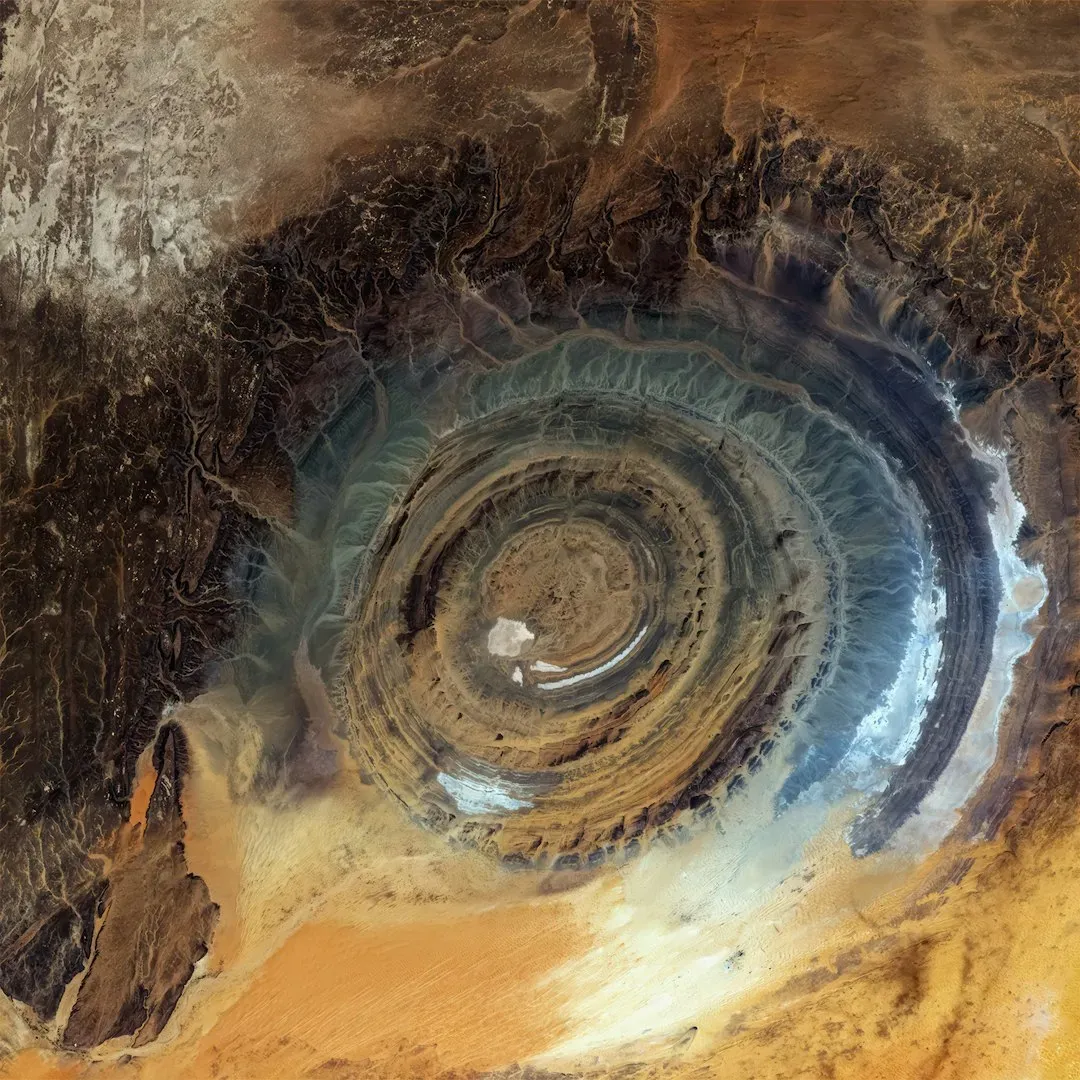 The Richat Structure: A Giant Bull’s-Eye in the Sahara (Image Credits: Unsplash)