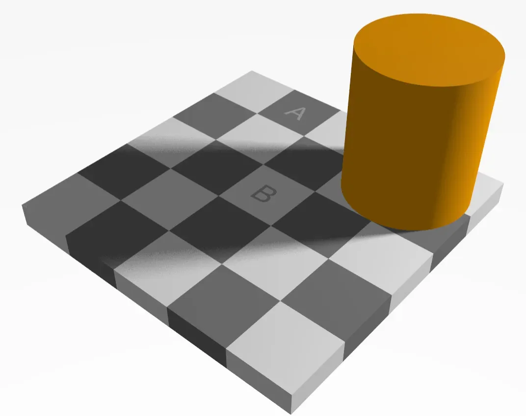 The Checker Shadow Illusion: How Context Changes Color and Light (Image Credits: Wikimedia)