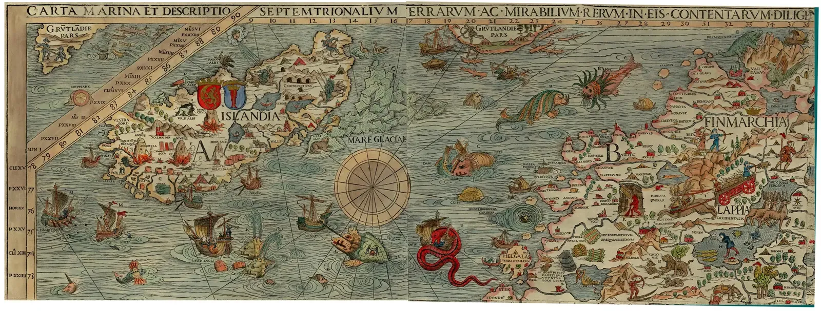 #16 - The Carta Marina's Monster-Filled Seas (Credit James Ford Bell library, University of Minnesota, Public domain)