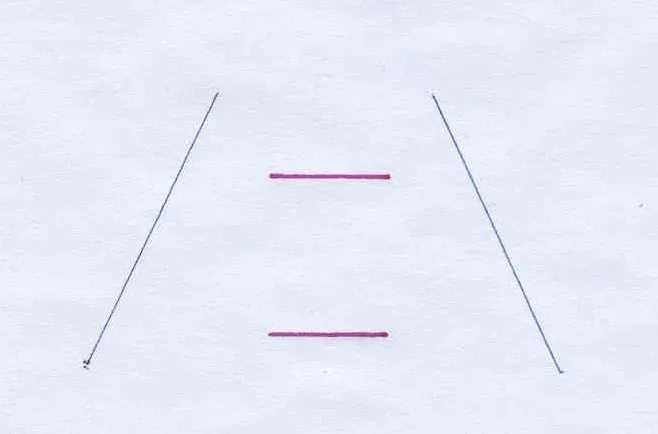 The Ponzo Illusion: Depth Perception Gone Wrong (Image Credits: Wikimedia)