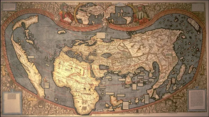 10. The Waldseemüller Map and the Bold Naming of America (By After Martin Waldseemüller, Public domain)