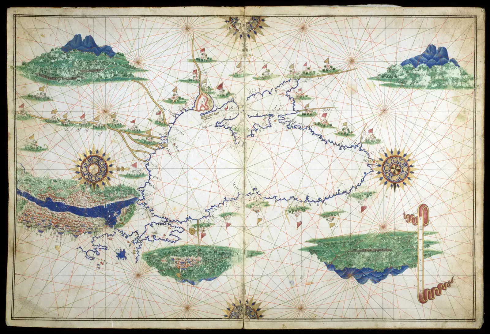 #16 - The Piri Reis Map (Walters Art Museum:  Home page  Info about artwork, Public domain)