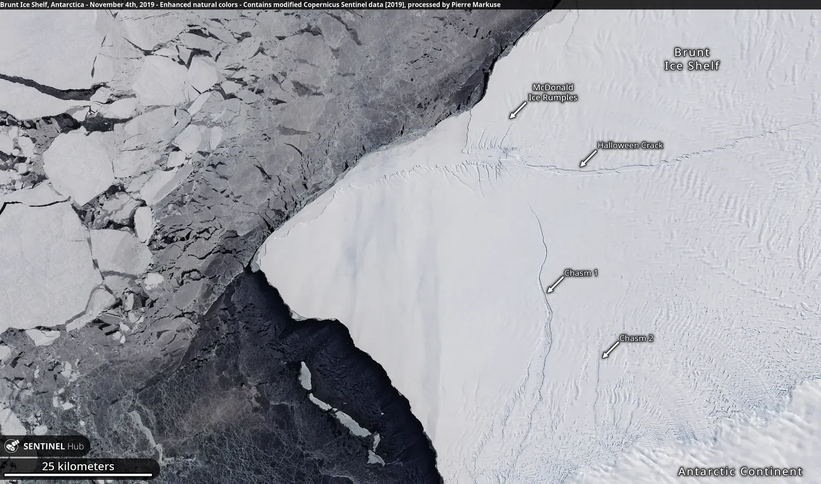 #12 Under‑Ice Shelves and Grounding Zones of Antarctica and Greenland (Brunt Ice Shelf, Antarctica - November 4th, 2019, CC BY 2.0)