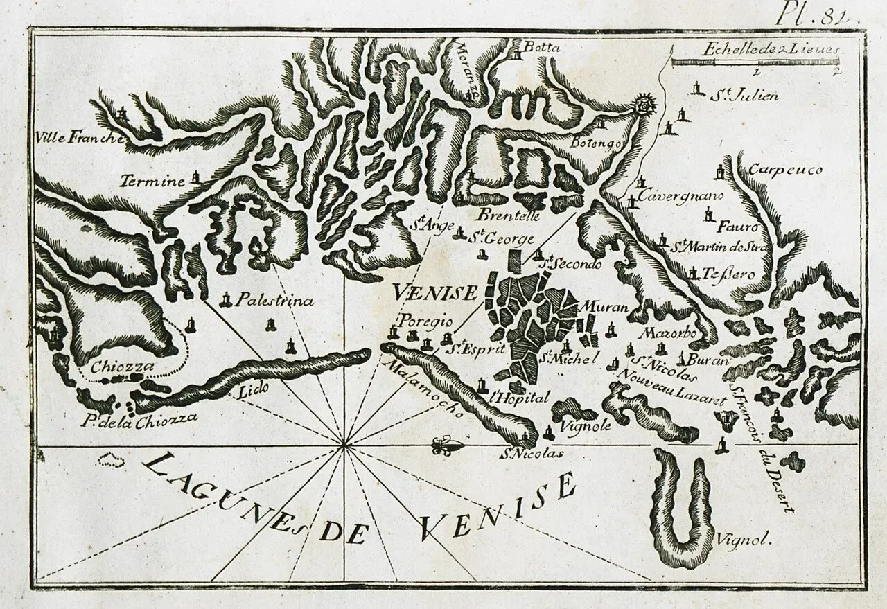 #10 The Sunken Quays of Venice’s Earliest Lagoon Settlements (Image Credits: Ancient map of Venetian  lagoon: Wikimedia )