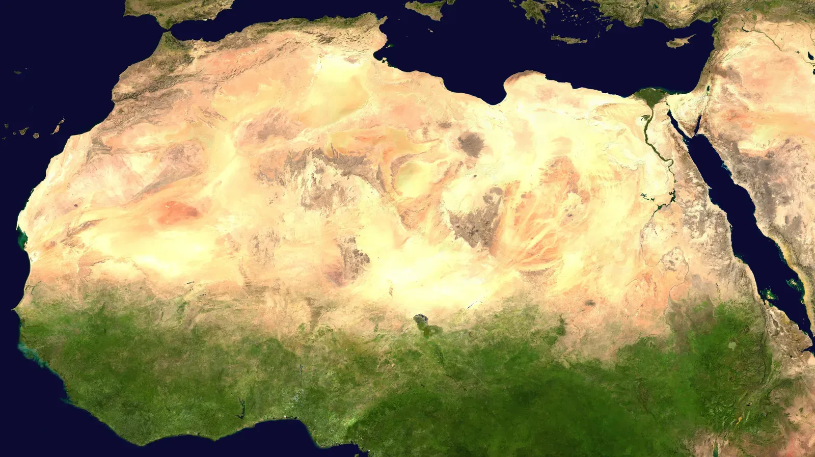 The Shocking Truth: The Sahara Was Once Green, Wet, and Full of Life (Cropped from Image:Africa satellite plane.jpg., Public domain)