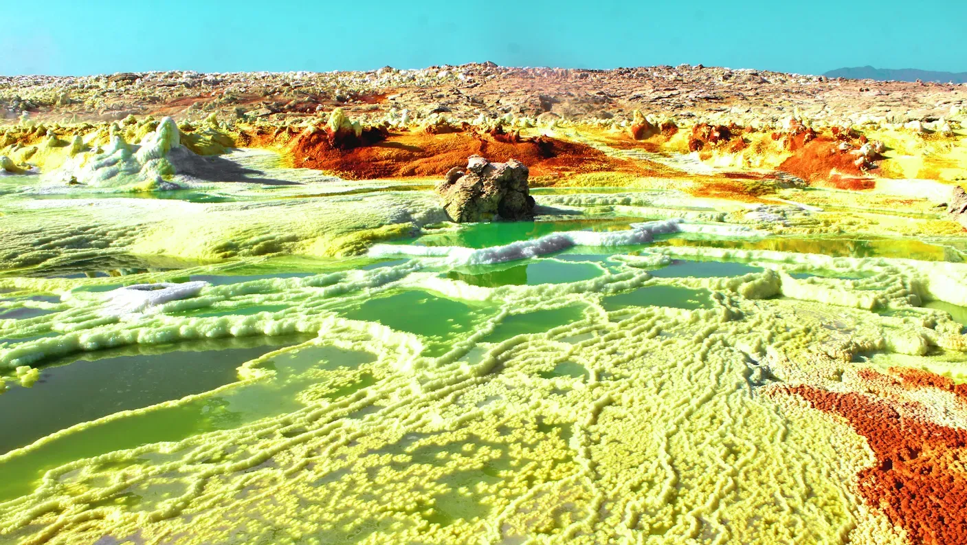 Dallol Hydrothermal Field, Ethiopia: Acid Pools and Salt Chimneys (By Electra Kotopoulou, CC BY-SA 4.0)
