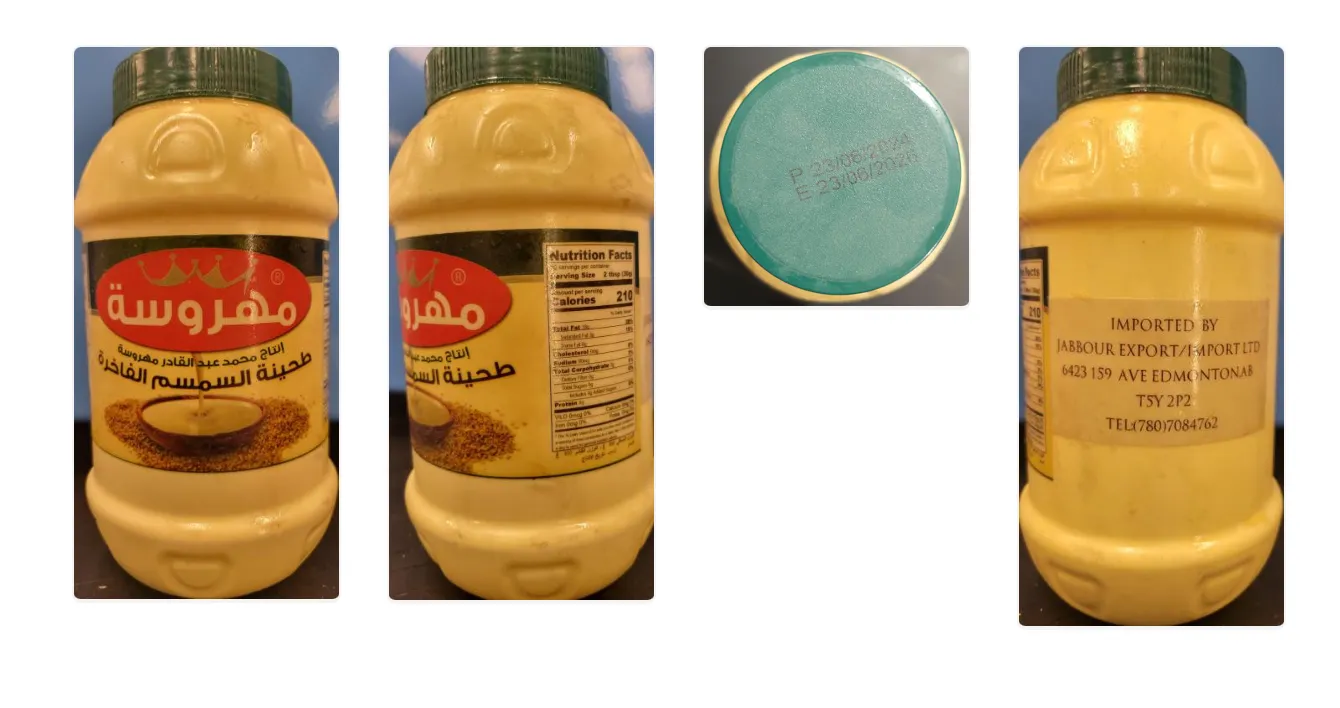Tahini recalled in Canada because of Salmonella