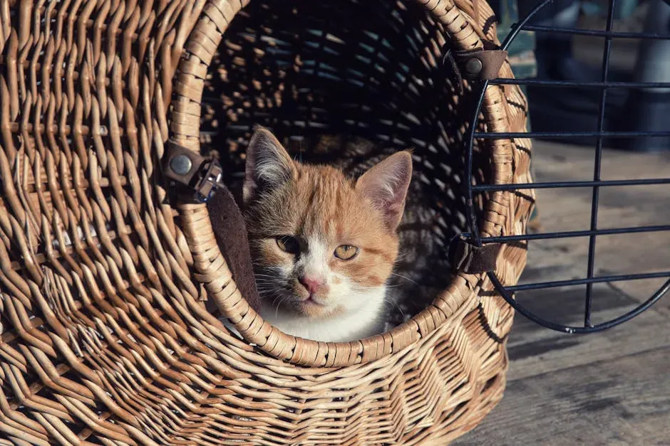 9. Wicker Basket Beds: Rustic Charm Meets Feline Comfort (Image Credits: Pexels)