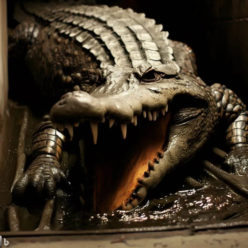 2. Alligators in the New York Sewers: The Legend With a Newspaper Receipt (By Bing Image Creator and Pharos, Public domain)