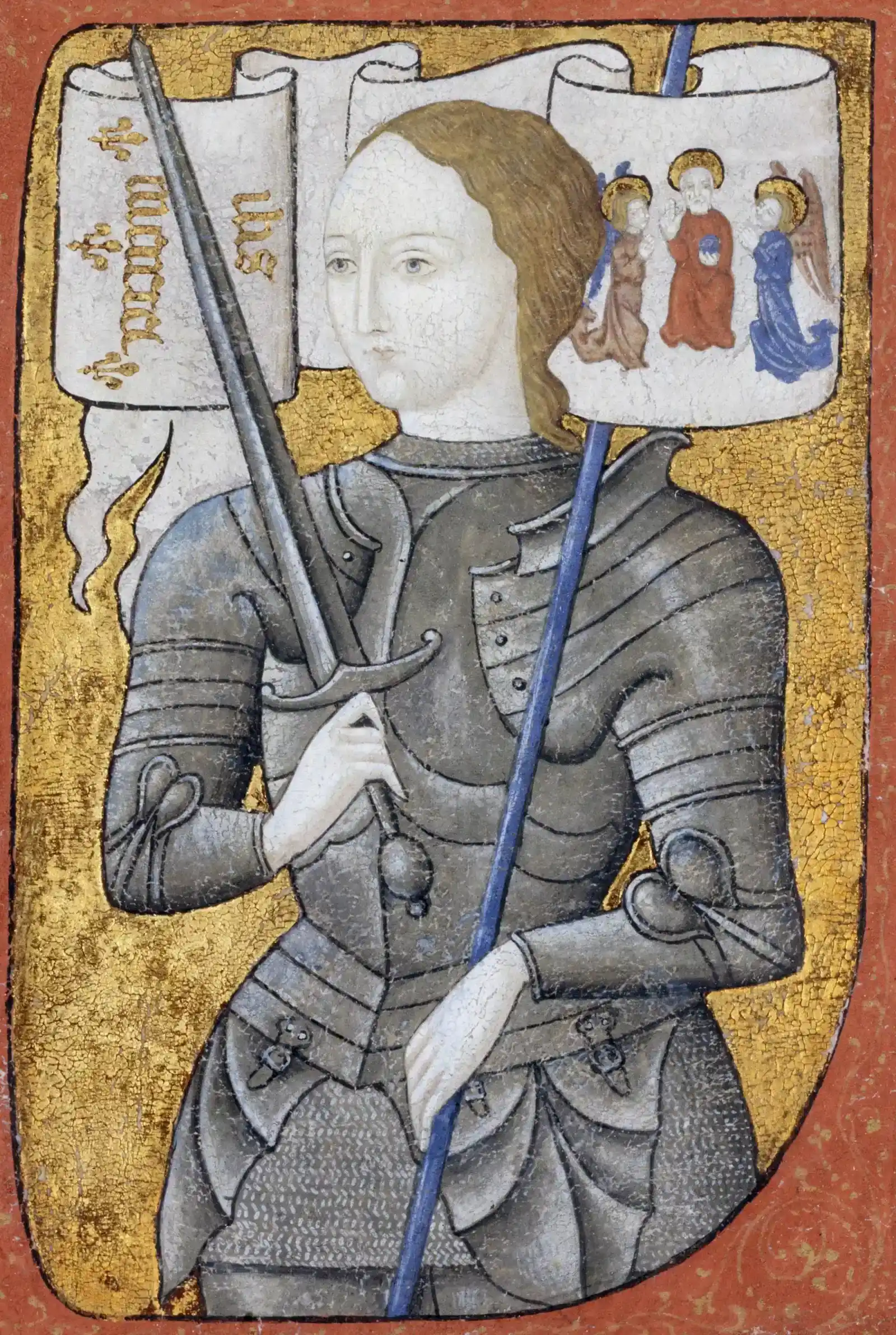 1. Joan of Arc - The Teenage Warrior Who Saved France (Derived from original commons upload at which is now in the history version: 01:39, 13. 8. 2005
Colour-graded to reveal more detail using GIMP software "curves" tool, Public domain)