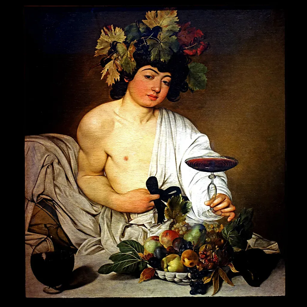 4. Bacchus by Caravaggio (c. 1597) - The Miniature Self-Portrait in a Wine Jug (pom'., Flickr, CC BY-SA 2.0)
