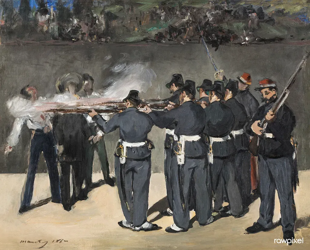 6. Édouard Manet - The Execution of Emperor Maximilian (1868–69) (Free Public Domain Illustrations by rawpixel, Flickr, CC BY 2.0)