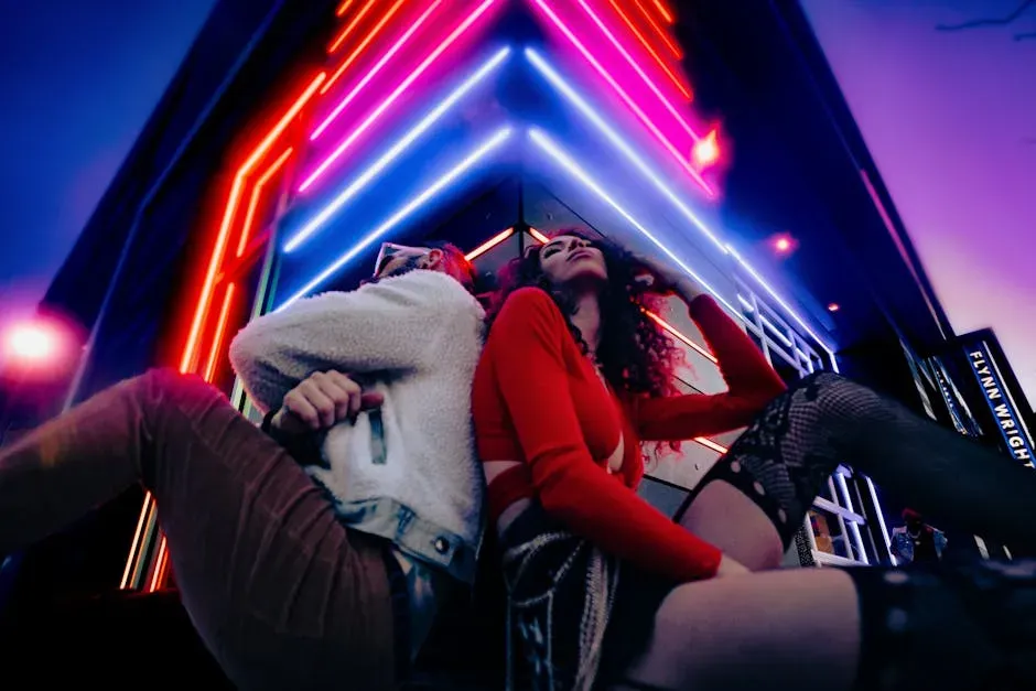 Pairing 1: Aries and Leo - Fire Meets Fire Under the Neon Lights (Image Credits: Pexels)