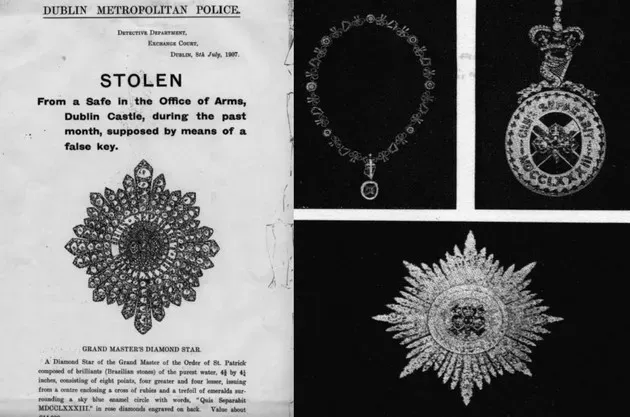 The Irish Crown Jewels: Stolen in Plain Sight, Never Found (Original publication: Dublin Metropolitan Police

Immediate source: The journal.ie, Public domain)