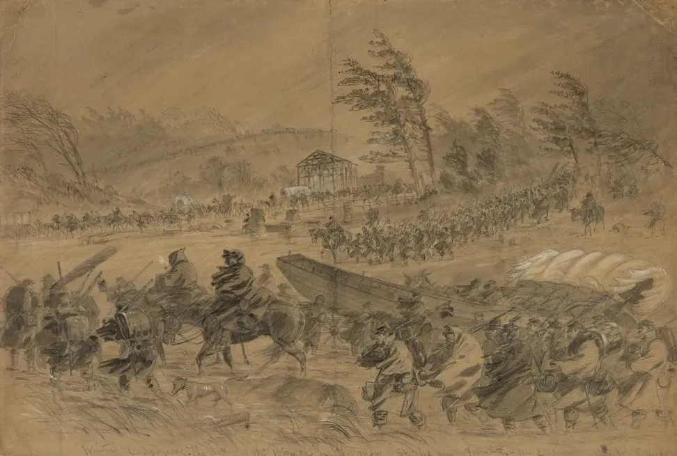 9. The American Civil War: Rain, Mud, and the Armies That Could Not Move (By Waud, Alfred R. (Alfred Rudolph), 1828-1891, artist, Public domain)