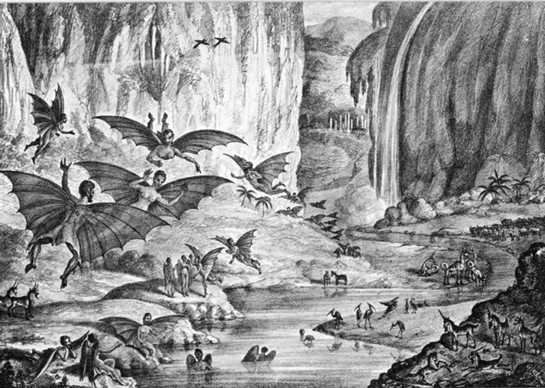 4. The Great Moon Hoax: Life, Bat-People, and One Very Busy Newspaper (Public domain)