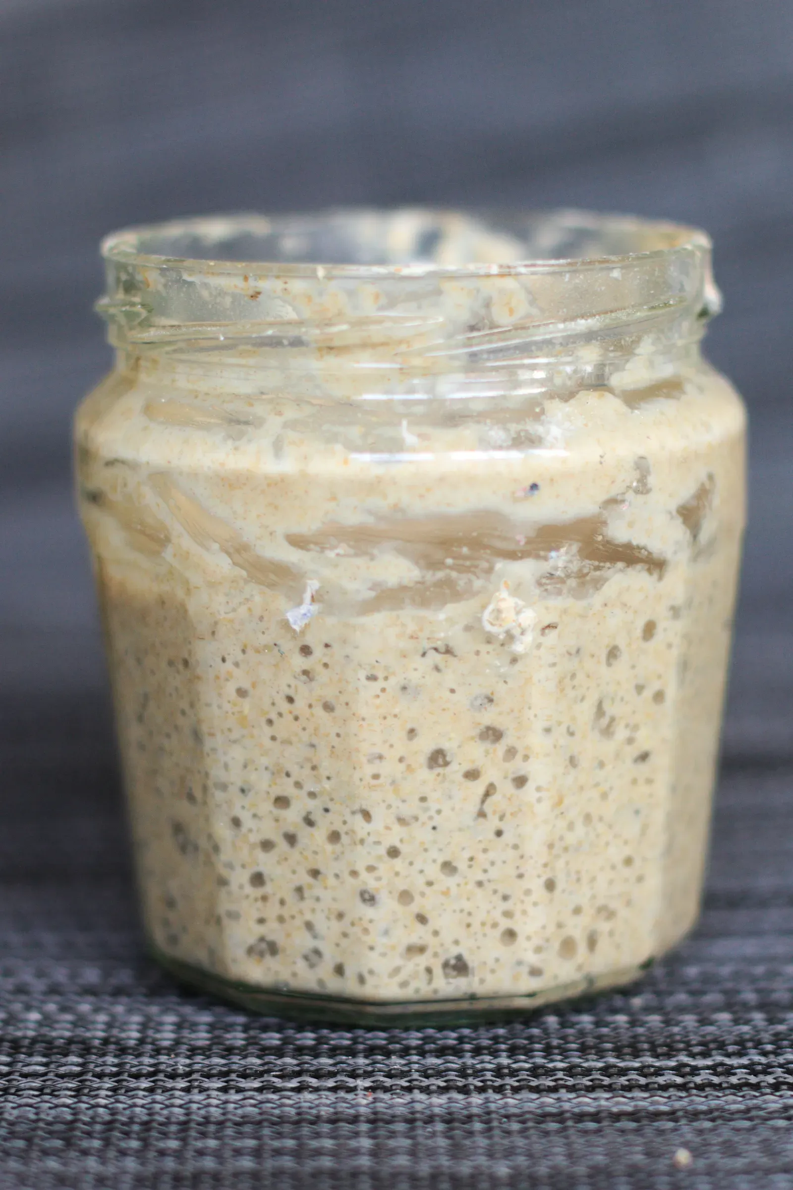 3. A Sourdough Starter Living in a Glass Jar on the Counter (By Jeuwre, CC BY-SA 4.0)