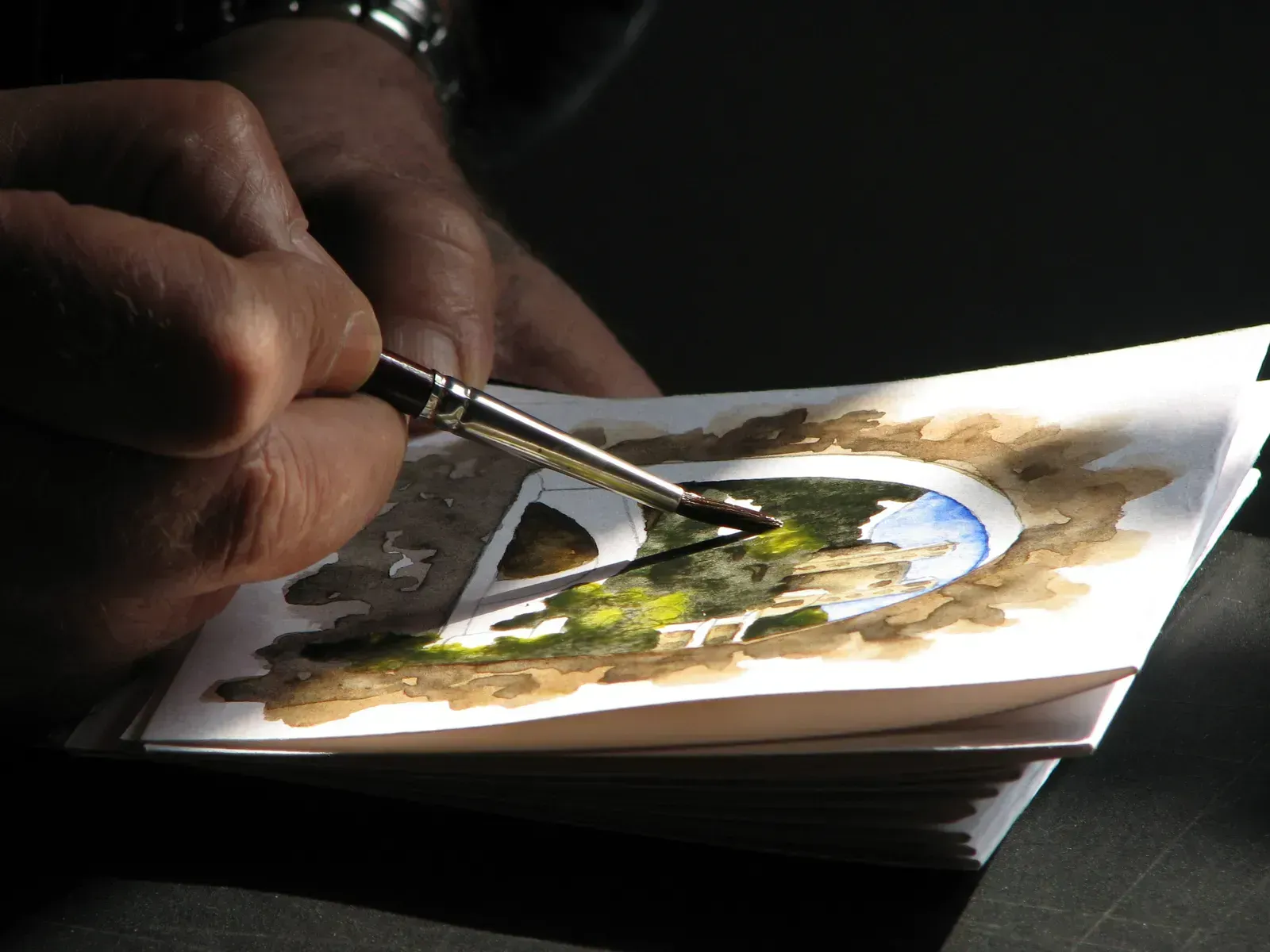 6. Drawing and Watercolor Painting (By Dongio, Public domain)
