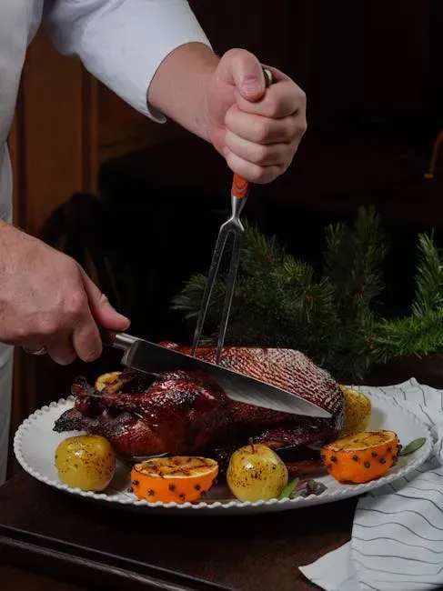 The Head of the Household Carving the Meat at the Table (Image Credits: Pexels)