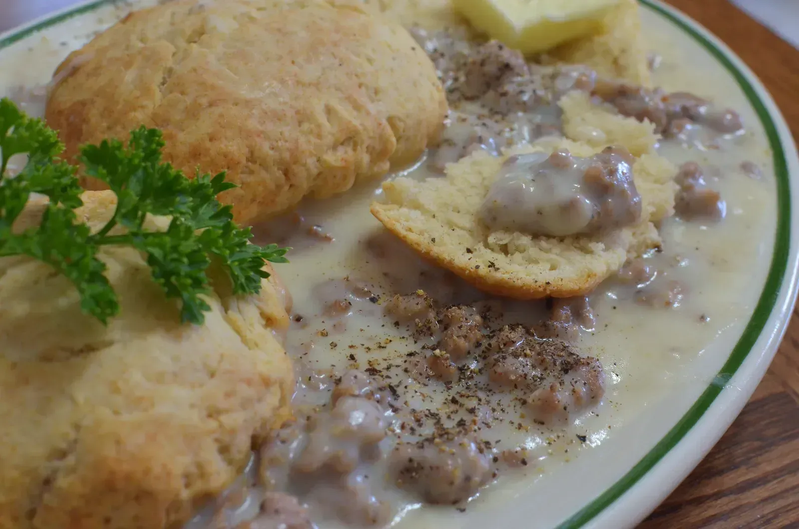 2. Biscuits and gravy is treated as a full meal (Mmm... biscuits and sausage gravy, CC BY 2.0)