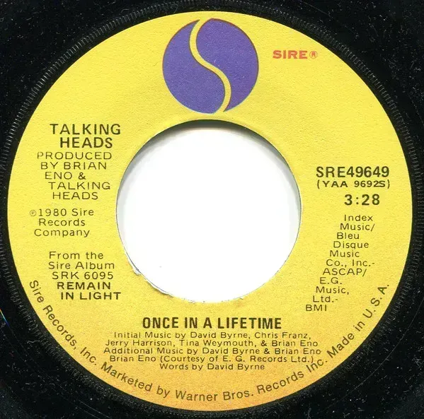10. Talking Heads - "Once in a Lifetime" (1980) (Image Credits: By Sire Records / Warner Bros Records, Public domain)