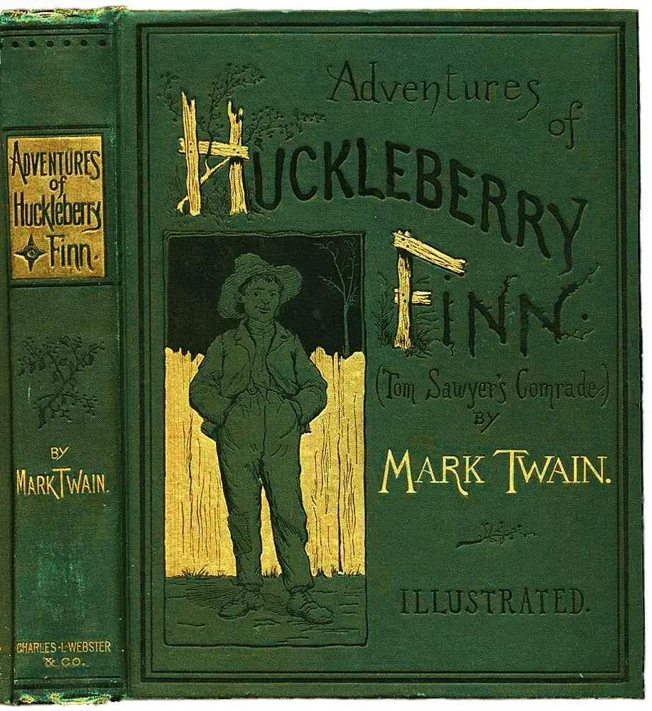 2. Adventures of Huckleberry Finn by Mark Twain (1884) (Image Credits: Scanned from the book, Public domain)