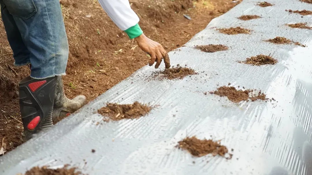 4. Laying Plastic Landscape Fabric as a Weed Barrier (Image Credits: Unsplash)