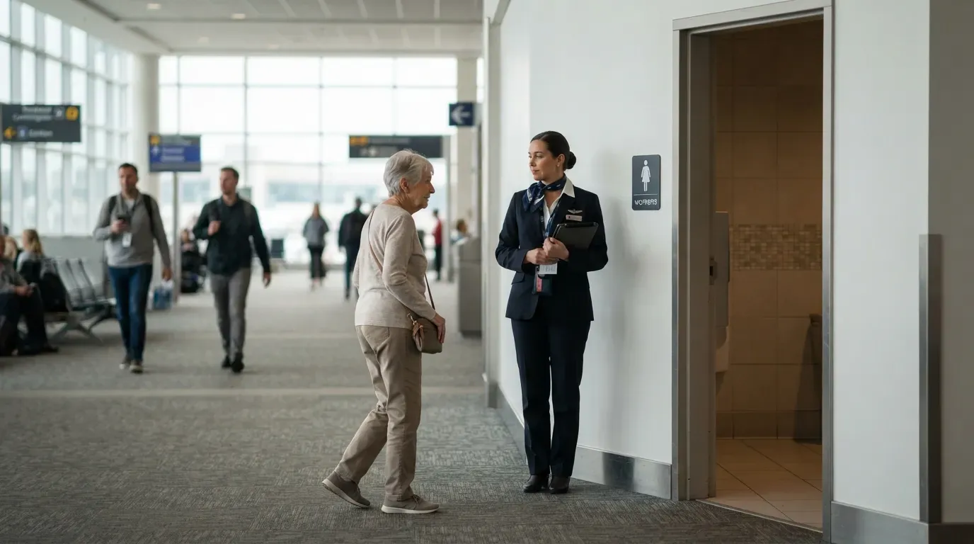 4. Airline staff will detour you to a bathroom, even mid-escort (Image Credits: Gemini)