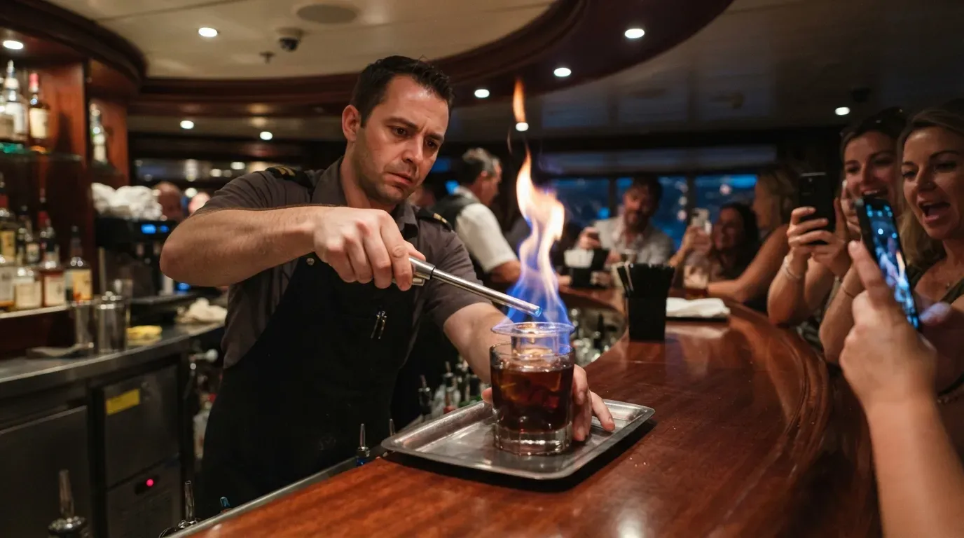 #1 - The Flaming Drink Order on a Moving Ship (Image Credits: Gemini)