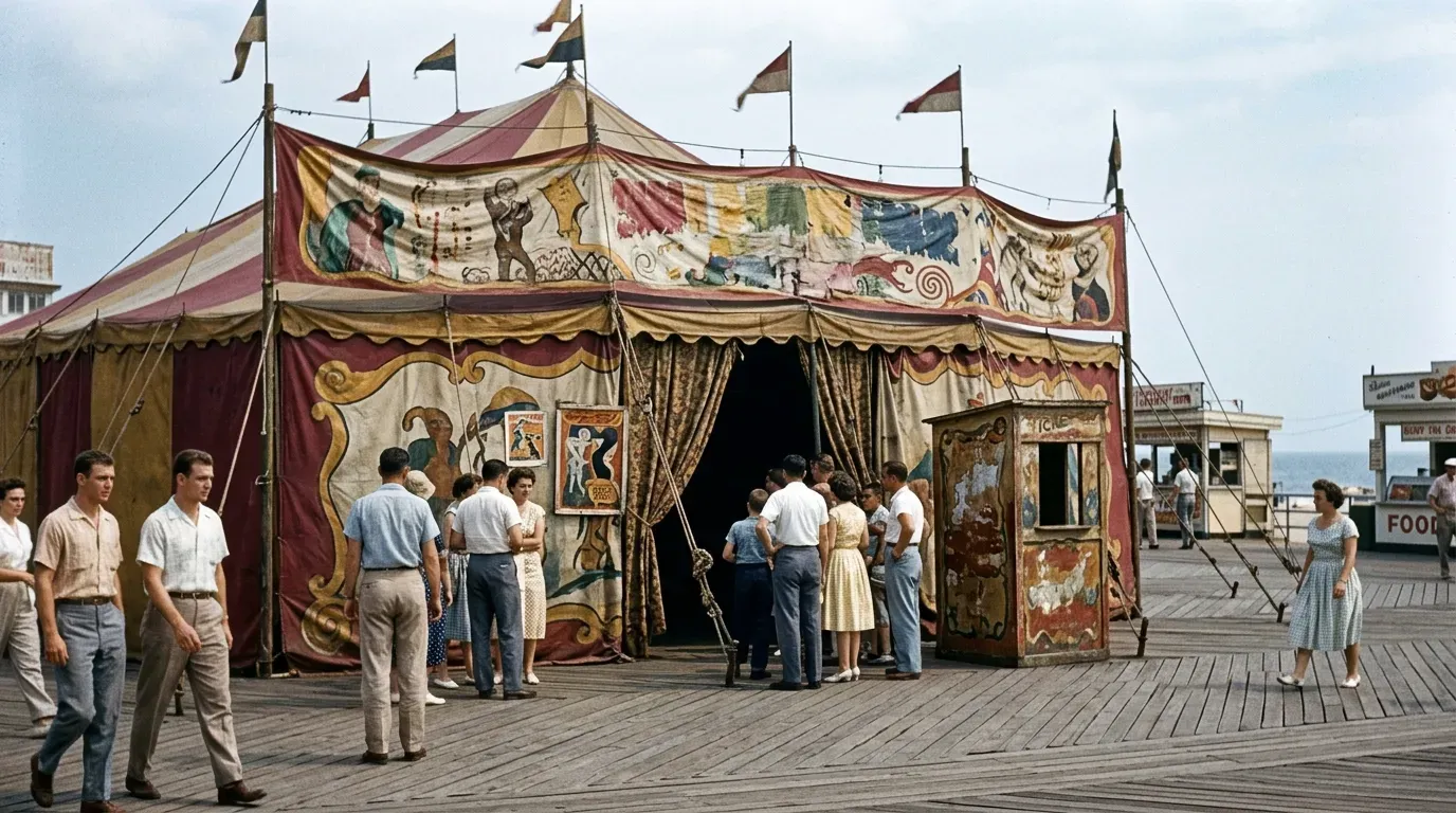 #3 - Freak Show Sideshow Tents on the Boards (Image Credits: Gemini)