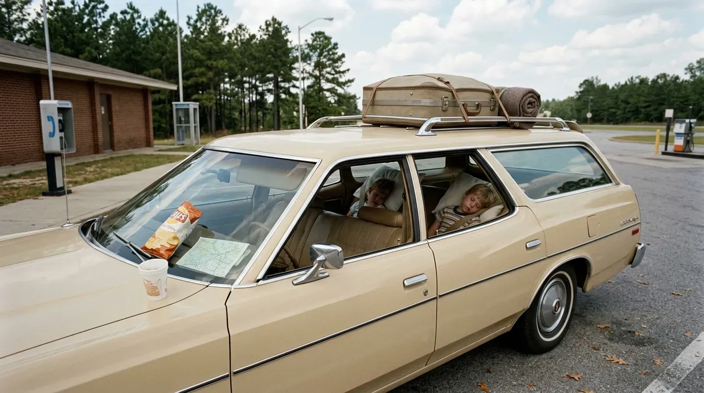 #4 - Leaving Kids Alone in a Hot Parked Car at a Rest Stop (Image Credits: AI Generated)